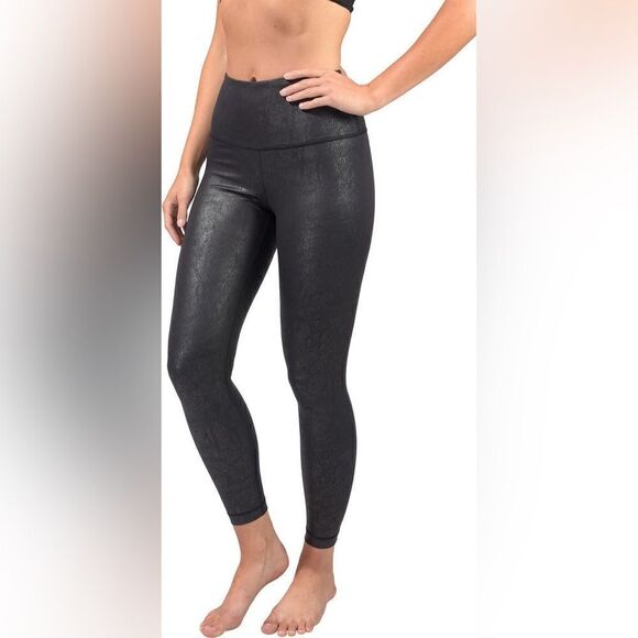 90 Degrees by Reflex NWT LUX CRACKED FAUX LEATHER HIGH WAIST LEGGING Black XL - Picture 1 of 10